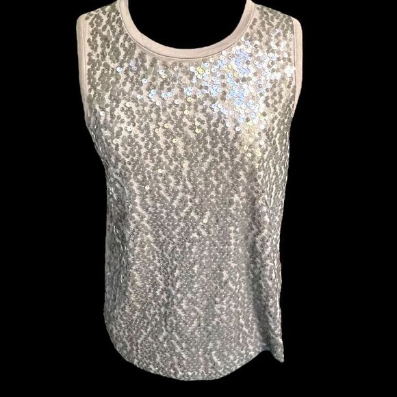 J. Crew. Gray Grey Sequin Short Sleeve Shirt Top Size Small - Picture 3 of 6